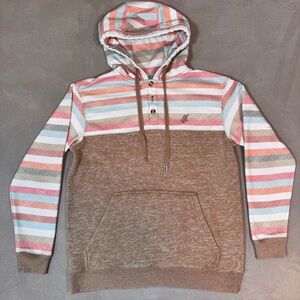 Hooey Men's Jimmy Brown Tan Quarter-Snap Aztec Baja Hoodie Size Medium